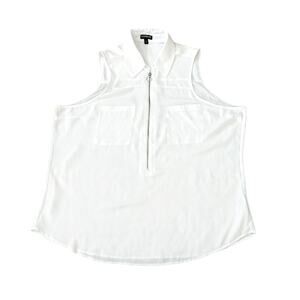 Express White Sleeveless 1/2 Zip Collared Blouse Womens Size XL
